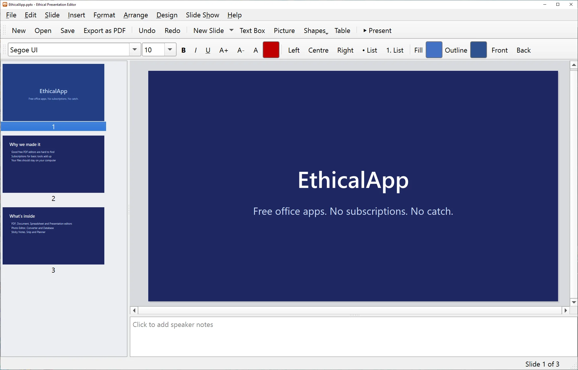 Ethical Presentation Editor